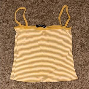 Brandy Melville Yellow and White Sleeveless Crop Camisole